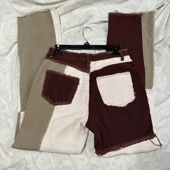 Brown patchwork pants - Picture 2 of 3